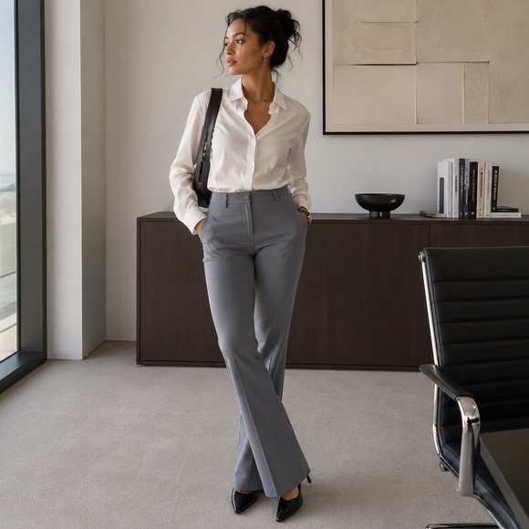 Lafayette 148 New York Pants - Lafayette 148 New York Mercer Pant Gray Slim Straight Leg Trousers 10 Luxury Y2K